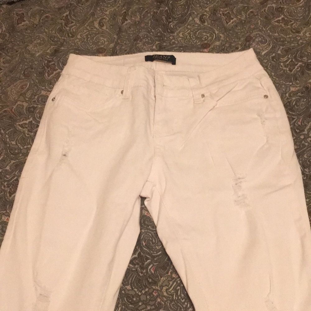 Distressed White Jeans